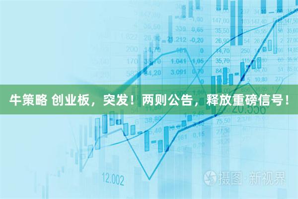 牛策略 创业板，突发！两则公告，释放重磅信号！